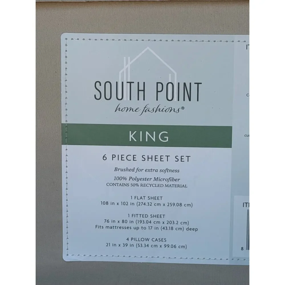 South Point sheets king 6 piece extra soft beige new